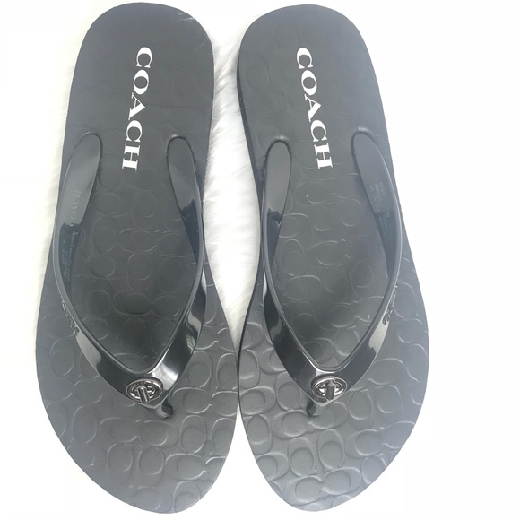 coach abbigail flip flops black